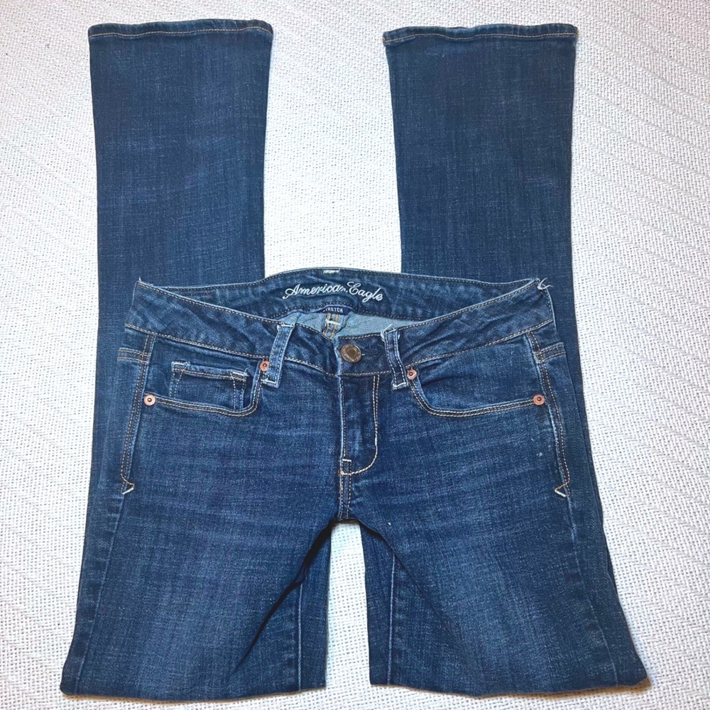 American Eagle Low Rise Slim Bootcut Y2K Dark Wash 2000s Aesthetic Size 6/29